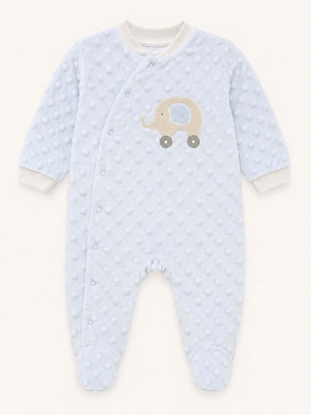 Kyle & Deena Baby Blue Elephant Appliqué Plush Footie - Infant One-Piece